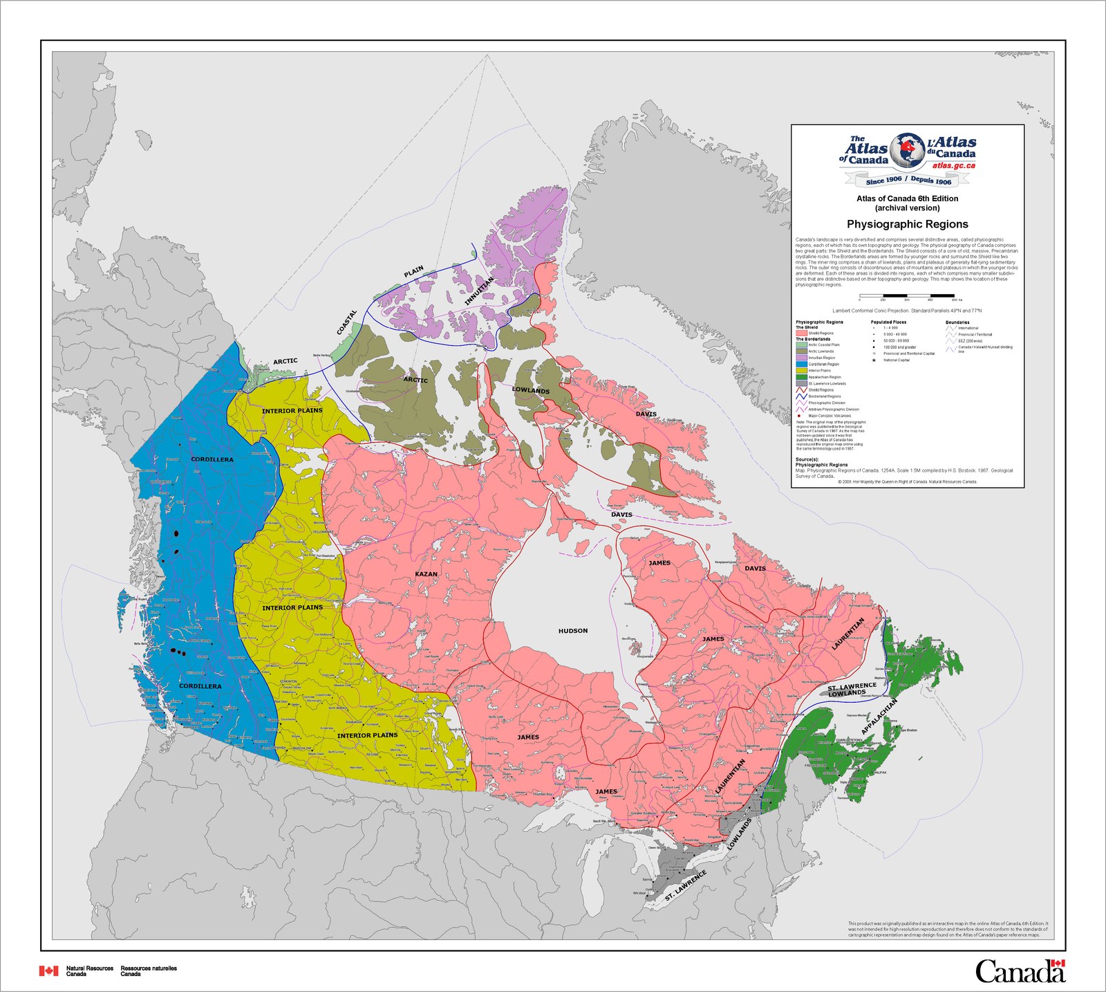 NRCanの2009年保存版の紙地図。主地図とは別版の出典資料。